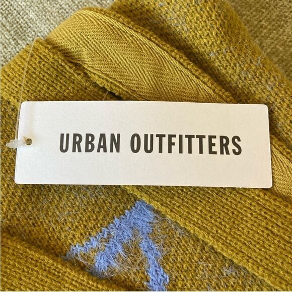 Urban Outfitters Ellie Icon Knit Tote Bag | Color Mustard with Blue Webs | NWT - Picture 2 of 5
